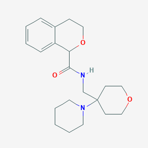 molecular formula C21H30N2O3 B6974647 N-[(4-piperidin-1-yloxan-4-yl)methyl]-3,4-dihydro-1H-isochromene-1-carboxamide 
