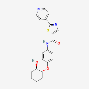 molecular formula C21H21N3O3S B6974704 N-[4-[(1R,2R)-2-hydroxycyclohexyl]oxyphenyl]-2-pyridin-4-yl-1,3-thiazole-5-carboxamide 