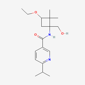 molecular formula C18H28N2O3 B6974821 N-[3-ethoxy-1-(hydroxymethyl)-2,2-dimethylcyclobutyl]-6-propan-2-ylpyridine-3-carboxamide 