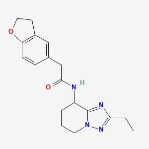 molecular formula C18H22N4O2 B6974934 2-(2,3-dihydro-1-benzofuran-5-yl)-N-(2-ethyl-5,6,7,8-tetrahydro-[1,2,4]triazolo[1,5-a]pyridin-8-yl)acetamide 