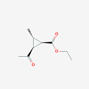 molecular formula C9H14O3 B069751 Cyclopropanecarboxylic acid, 2-acetyl-3-methyl-, ethyl ester, (1alpha,2alpha,3beta)-(9CI) CAS No. 189628-52-2