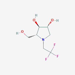molecular formula C7H12F3NO3 B069772 (2R,3R,4R)-2-(Hydroxymethyl)-1-(2,2,2-trifluoroethyl)pyrrolidine-3,4-diol CAS No. 188905-25-1