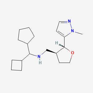 molecular formula C19H31N3O B6978763 1-cyclobutyl-1-cyclopentyl-N-[[(2R,3S)-2-(2-methylpyrazol-3-yl)oxolan-3-yl]methyl]methanamine 