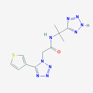 molecular formula C11H13N9OS B6978782 N-[2-(2H-tetrazol-5-yl)propan-2-yl]-2-(5-thiophen-3-yltetrazol-1-yl)acetamide 