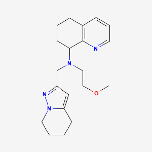 molecular formula C20H28N4O B6978930 N-(2-methoxyethyl)-N-(4,5,6,7-tetrahydropyrazolo[1,5-a]pyridin-2-ylmethyl)-5,6,7,8-tetrahydroquinolin-8-amine 