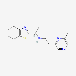 molecular formula C16H22N4S B6978938 N-[2-(6-methylpyrazin-2-yl)ethyl]-1-(4,5,6,7-tetrahydro-1,3-benzothiazol-2-yl)ethanamine 