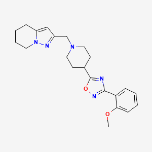 molecular formula C22H27N5O2 B6978963 3-(2-Methoxyphenyl)-5-[1-(4,5,6,7-tetrahydropyrazolo[1,5-a]pyridin-2-ylmethyl)piperidin-4-yl]-1,2,4-oxadiazole 