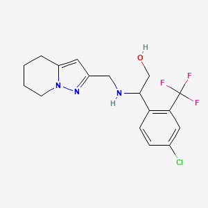 molecular formula C17H19ClF3N3O B6978965 2-[4-Chloro-2-(trifluoromethyl)phenyl]-2-(4,5,6,7-tetrahydropyrazolo[1,5-a]pyridin-2-ylmethylamino)ethanol 