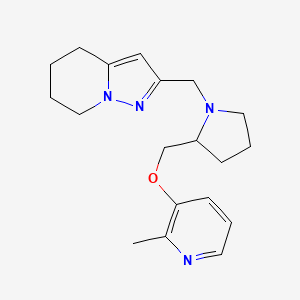 molecular formula C19H26N4O B6978974 2-[[2-[(2-Methylpyridin-3-yl)oxymethyl]pyrrolidin-1-yl]methyl]-4,5,6,7-tetrahydropyrazolo[1,5-a]pyridine 