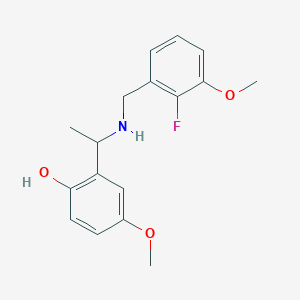 molecular formula C17H20FNO3 B6979141 2-[1-[(2-Fluoro-3-methoxyphenyl)methylamino]ethyl]-4-methoxyphenol 