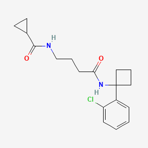 molecular formula C18H23ClN2O2 B6979300 N-[4-[[1-(2-chlorophenyl)cyclobutyl]amino]-4-oxobutyl]cyclopropanecarboxamide 