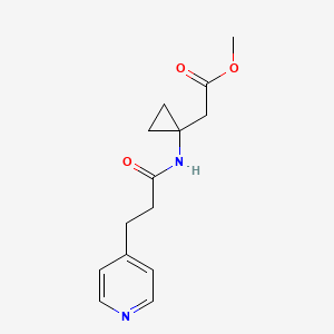 molecular formula C14H18N2O3 B6979318 Methyl 2-[1-(3-pyridin-4-ylpropanoylamino)cyclopropyl]acetate 