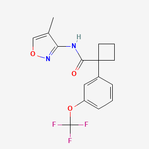 molecular formula C16H15F3N2O3 B6979692 N-(4-methyl-1,2-oxazol-3-yl)-1-[3-(trifluoromethoxy)phenyl]cyclobutane-1-carboxamide 