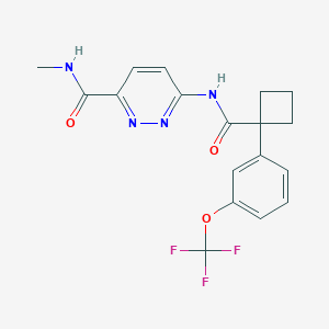 molecular formula C18H17F3N4O3 B6979730 N-methyl-6-[[1-[3-(trifluoromethoxy)phenyl]cyclobutanecarbonyl]amino]pyridazine-3-carboxamide 