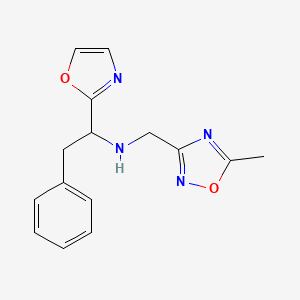 molecular formula C15H16N4O2 B6979732 N-[(5-methyl-1,2,4-oxadiazol-3-yl)methyl]-1-(1,3-oxazol-2-yl)-2-phenylethanamine 