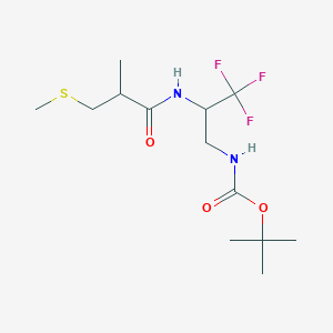 molecular formula C13H23F3N2O3S B6980244 tert-butyl N-[3,3,3-trifluoro-2-[(2-methyl-3-methylsulfanylpropanoyl)amino]propyl]carbamate 