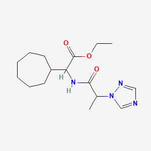 molecular formula C16H26N4O3 B6980303 Ethyl 2-cycloheptyl-2-[2-(1,2,4-triazol-1-yl)propanoylamino]acetate 