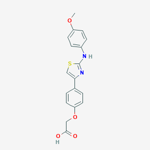 molecular formula C18H16N2O4S B069804 Acetic acid, (4-(2-((4-methoxyphenyl)amino)-4-thiazolyl)phenoxy)- CAS No. 168127-36-4