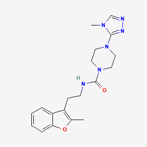 molecular formula C19H24N6O2 B6980672 N-[2-(2-methyl-1-benzofuran-3-yl)ethyl]-4-(4-methyl-1,2,4-triazol-3-yl)piperazine-1-carboxamide 