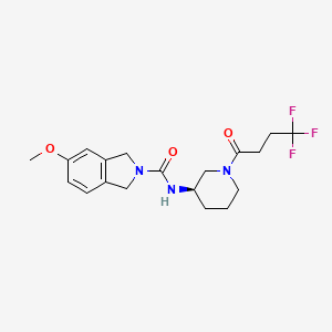 molecular formula C19H24F3N3O3 B6980871 5-methoxy-N-[(3R)-1-(4,4,4-trifluorobutanoyl)piperidin-3-yl]-1,3-dihydroisoindole-2-carboxamide 