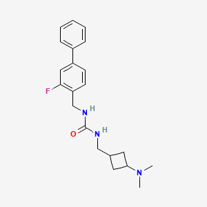 molecular formula C21H26FN3O B6980908 1-[[3-(Dimethylamino)cyclobutyl]methyl]-3-[(2-fluoro-4-phenylphenyl)methyl]urea 
