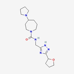 molecular formula C18H30N6O2 B6981180 N-[[3-(oxolan-2-yl)-1H-1,2,4-triazol-5-yl]methyl]-4-pyrrolidin-1-ylazepane-1-carboxamide 