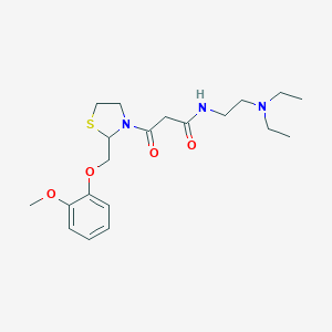 molecular formula C20H31N3O4S B069812 N-(2-(Diethylamino)ethyl)-2-((2-methoxyphenoxy)methyl)-beta-oxo-3-thiazolidinepropanamide CAS No. 161364-72-3