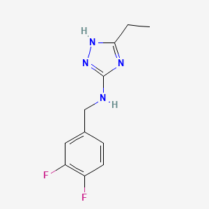 molecular formula C11H12F2N4 B6982155 N-[(3,4-difluorophenyl)methyl]-5-ethyl-1H-1,2,4-triazol-3-amine 