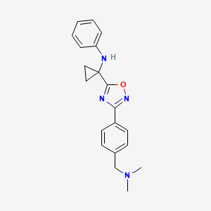 molecular formula C20H22N4O B6983256 N-[1-[3-[4-[(dimethylamino)methyl]phenyl]-1,2,4-oxadiazol-5-yl]cyclopropyl]aniline 