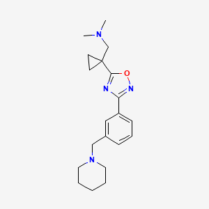 molecular formula C20H28N4O B6983343 N,N-dimethyl-1-[1-[3-[3-(piperidin-1-ylmethyl)phenyl]-1,2,4-oxadiazol-5-yl]cyclopropyl]methanamine 