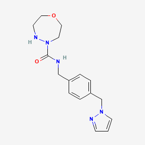 molecular formula C16H21N5O2 B6983908 N-[[4-(pyrazol-1-ylmethyl)phenyl]methyl]-1,4,5-oxadiazepane-4-carboxamide 