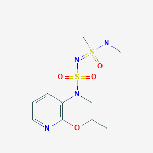 molecular formula C11H18N4O4S2 B6983952 N-(dimethylamino-methyl-oxo-lambda6-sulfanylidene)-3-methyl-2,3-dihydropyrido[2,3-b][1,4]oxazine-1-sulfonamide 
