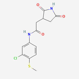 molecular formula C13H13ClN2O3S B6984078 N-(3-chloro-4-methylsulfanylphenyl)-2-(2,5-dioxopyrrolidin-3-yl)acetamide 
