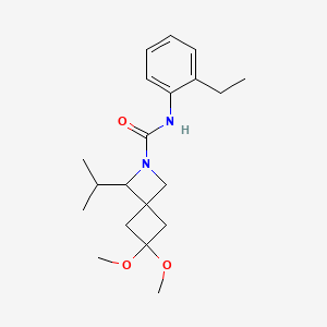 molecular formula C20H30N2O3 B6984329 N-(2-ethylphenyl)-6,6-dimethoxy-3-propan-2-yl-2-azaspiro[3.3]heptane-2-carboxamide 