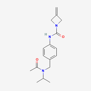 molecular formula C17H23N3O2 B6984335 N-[4-[[acetyl(propan-2-yl)amino]methyl]phenyl]-3-methylideneazetidine-1-carboxamide 