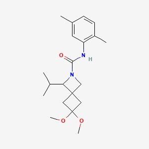 molecular formula C20H30N2O3 B6984356 N-(2,5-dimethylphenyl)-6,6-dimethoxy-3-propan-2-yl-2-azaspiro[3.3]heptane-2-carboxamide 