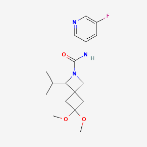 molecular formula C17H24FN3O3 B6984361 N-(5-fluoropyridin-3-yl)-6,6-dimethoxy-3-propan-2-yl-2-azaspiro[3.3]heptane-2-carboxamide 