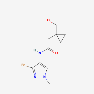 molecular formula C11H16BrN3O2 B6984407 N-(3-bromo-1-methylpyrazol-4-yl)-2-[1-(methoxymethyl)cyclopropyl]acetamide 