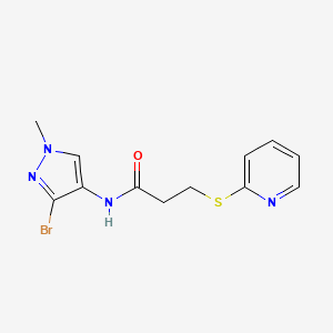 molecular formula C12H13BrN4OS B6984416 N-(3-bromo-1-methylpyrazol-4-yl)-3-pyridin-2-ylsulfanylpropanamide 