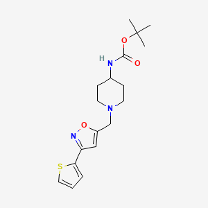 molecular formula C18H25N3O3S B6984687 tert-butyl N-[1-[(3-thiophen-2-yl-1,2-oxazol-5-yl)methyl]piperidin-4-yl]carbamate 