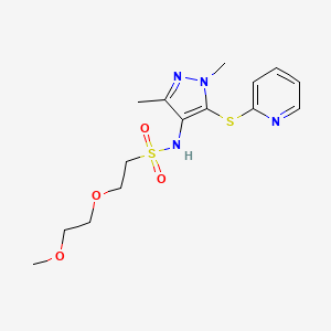 molecular formula C15H22N4O4S2 B6985211 N-(1,3-dimethyl-5-pyridin-2-ylsulfanylpyrazol-4-yl)-2-(2-methoxyethoxy)ethanesulfonamide 
