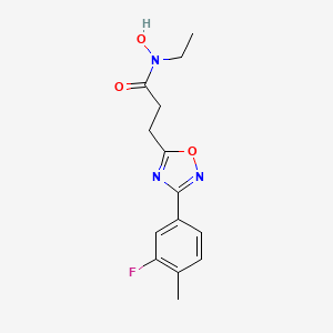 molecular formula C14H16FN3O3 B6985378 N-ethyl-3-[3-(3-fluoro-4-methylphenyl)-1,2,4-oxadiazol-5-yl]-N-hydroxypropanamide 