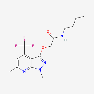 molecular formula C15H19F3N4O2 B6985392 N-butyl-2-[1,6-dimethyl-4-(trifluoromethyl)pyrazolo[3,4-b]pyridin-3-yl]oxyacetamide 