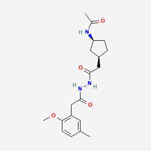 molecular formula C19H27N3O4 B6985447 N-[(1S,3R)-3-[2-[2-[2-(2-methoxy-5-methylphenyl)acetyl]hydrazinyl]-2-oxoethyl]cyclopentyl]acetamide 