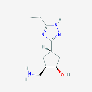 molecular formula C10H18N4O B6985454 rac-(1R,2R,4S)-2-(aminomethyl)-4-(5-ethyl-4H-1,2,4-triazol-3-yl)cyclopentan-1-ol 