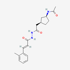 molecular formula C19H25N3O3 B6985475 N-[(1S,3R)-3-[2-[2-[(E)-3-(2-methylphenyl)prop-2-enoyl]hydrazinyl]-2-oxoethyl]cyclopentyl]acetamide 