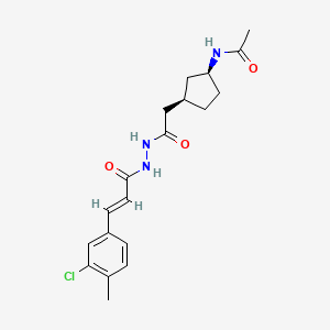 molecular formula C19H24ClN3O3 B6985511 N-[(1S,3R)-3-[2-[2-[(E)-3-(3-chloro-4-methylphenyl)prop-2-enoyl]hydrazinyl]-2-oxoethyl]cyclopentyl]acetamide 