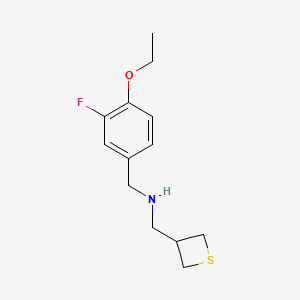 molecular formula C13H18FNOS B6985525 N-[(4-ethoxy-3-fluorophenyl)methyl]-1-(thietan-3-yl)methanamine 