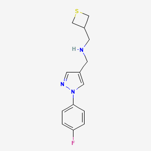 molecular formula C14H16FN3S B6985531 N-[[1-(4-fluorophenyl)pyrazol-4-yl]methyl]-1-(thietan-3-yl)methanamine 