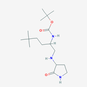 molecular formula C17H33N3O3 B6985570 tert-butyl N-[5,5-dimethyl-1-[(2-oxopyrrolidin-3-yl)amino]hexan-2-yl]carbamate 